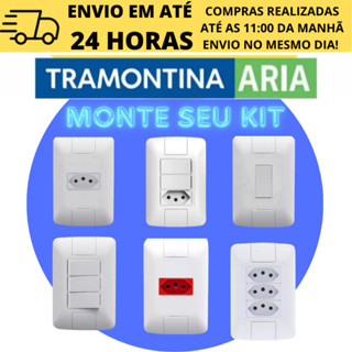 Tomadas e Interruptores Conjunto 4x2 Branca Conjunto Tomada e Conjunto Interruptor Aria Tramontina Monte Seu Kit