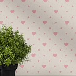 Papel de Parede Autocolante Corações Rosa Teen Menina Lavável 2 mts