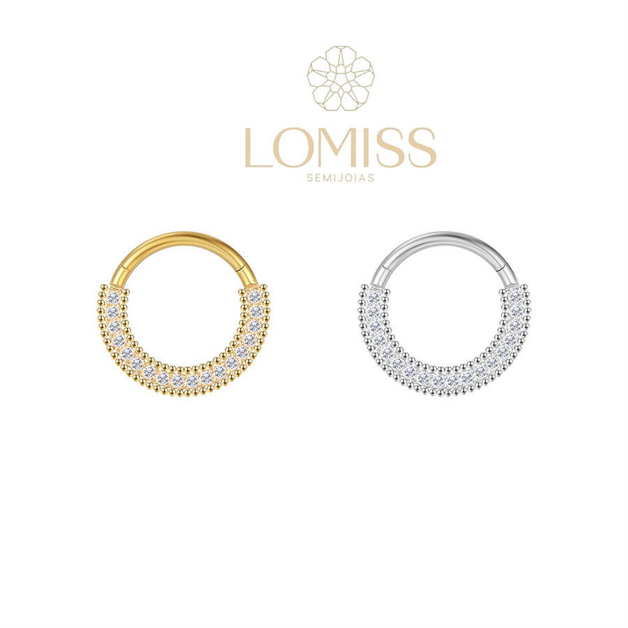 Piercing Septo Rook Conch Nariz daith Argola Aço Cirúrgico Pvd Detalhada/zircônia Cravejada em Oferta na Shopee