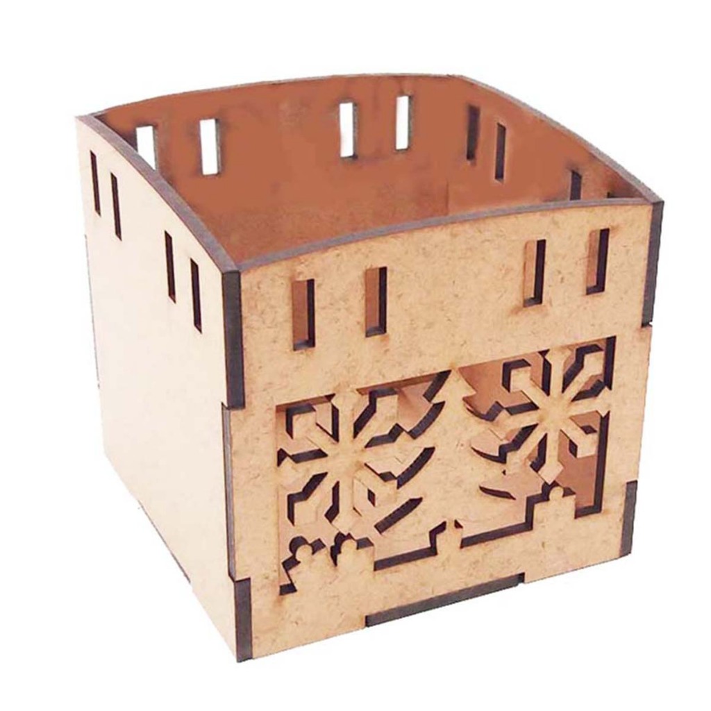 Kit montar 10 Caixinha cestinha mini cachepot mdf cru 9x9cm mod passa fita lembrancinha natal porta mini panetone
