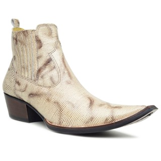 Botina Texana Masculina Bico Fino Couro Legítimo Country