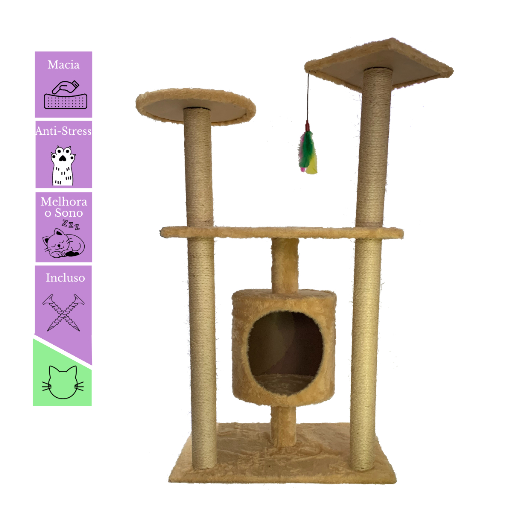 Arranhador Para Gatos Toca Árvore Casa 4 Bases Grande Luxo Brinquedo Pet