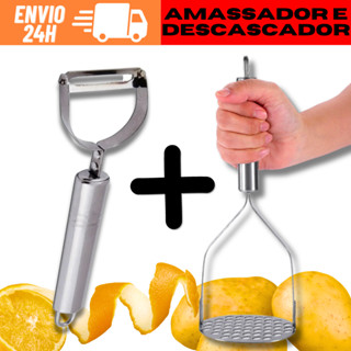 KIT Amassador De Batatas + Descascador Ralador De Legumes 100% Inox Amassador Espremedor De Legumes E Frutas Descascador E Ralador De Legumes E Frutas Multiuso