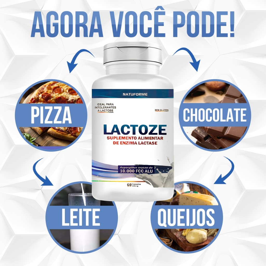 Lactose Natuforme Enzima Lactase 10000 FFC ALU 60 Cápsulas 1000mg