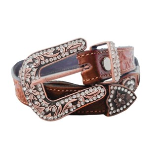cinto feminino strass country em couro legítimo
