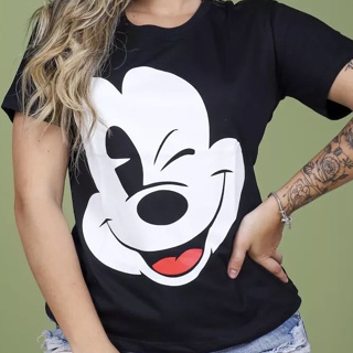 Baby Look Mickey Mouse - Camiseta Feminina desenho  Camisa 100% Algodão em Oferta na Shopee