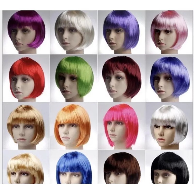Peruca Curta Cosplay Varias Cores Para Festa XL3339 em Oferta na Shopee