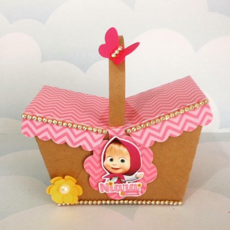 Cestas Personalizados Marsha - Cestinha personalizados- festas Infantil - Lembrancinha Personalizadas- Kit Pegue e Monte