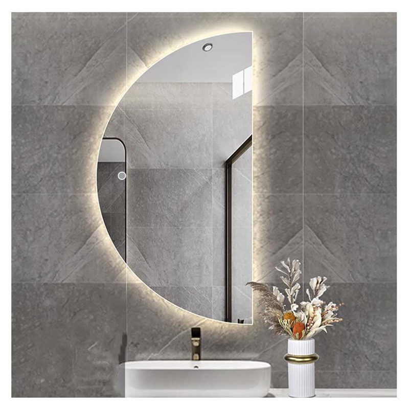 Espelho Com Led Orgânico Meia Lua Modelo De Parede Decorativo
