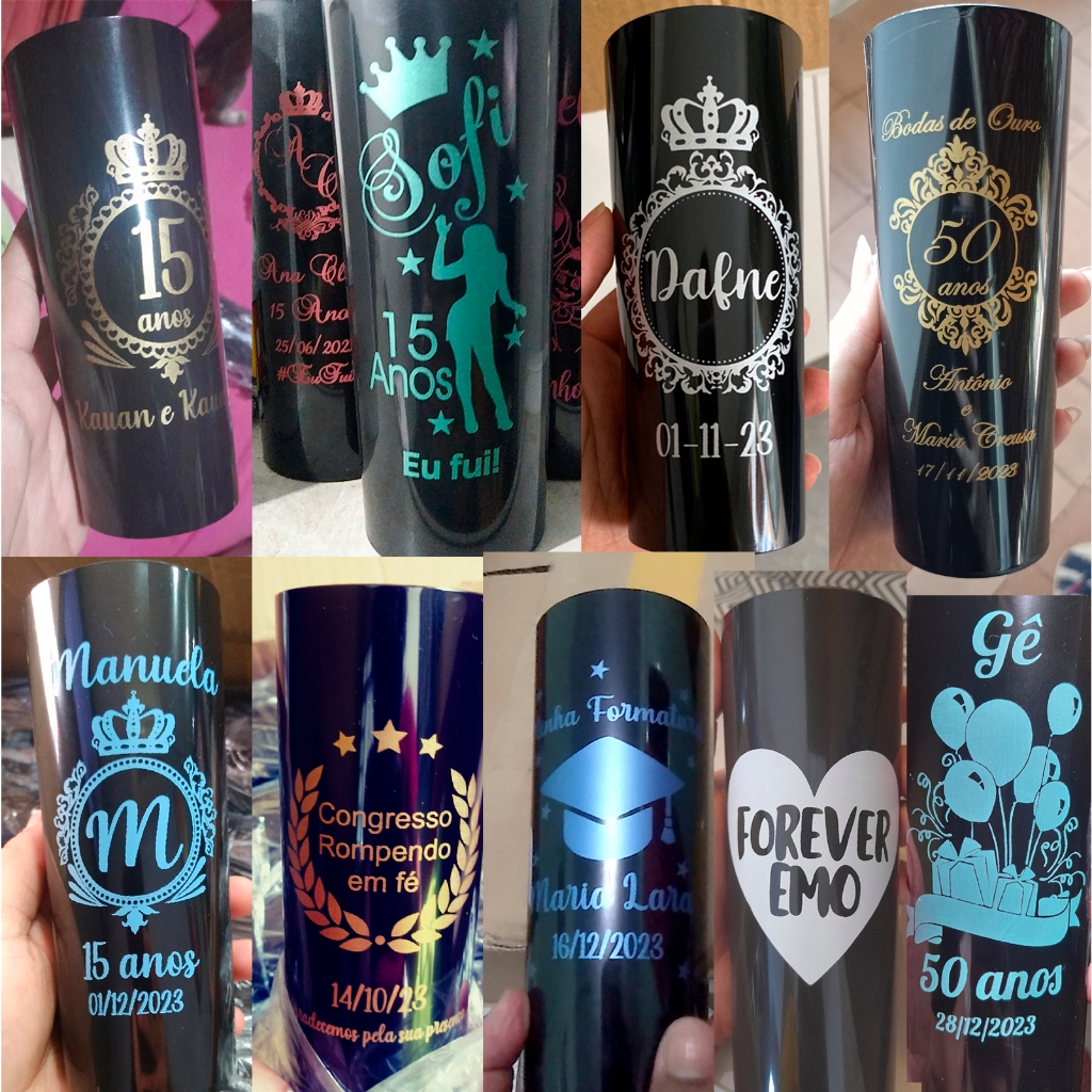 copos Pretos personalizados lembrancinha 50 UNIDADES em Oferta na Shopee