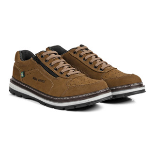 Sapatênis Casual Masculino Couro Legitimo Cadarço e Zíper Lateral Sola Blaqueada