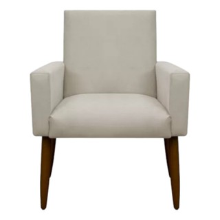 Poltrona Cadeira Reforçada Nina para Recepção, Consultório, Escritório, Quarto Cor Bege - Brunaldi Decor