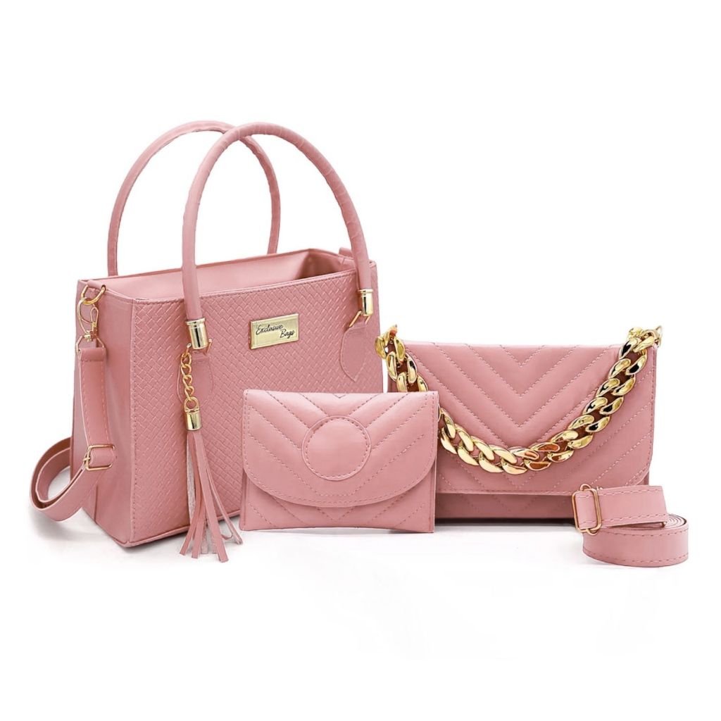 Kit com 3 Bolsas Femininas – Tote, Tiracolo e Carteira