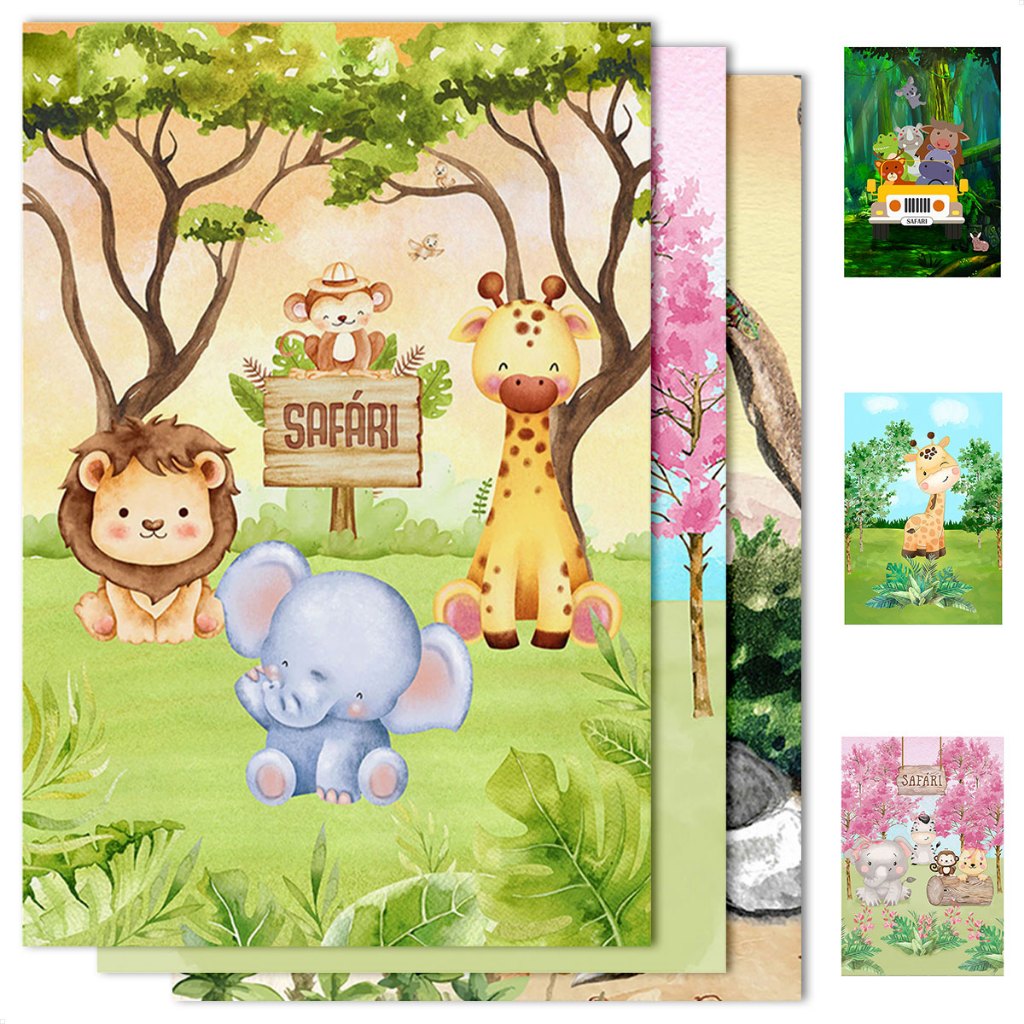 Painel de Festa Safári Decorativo Retangular Lateral Sublimado Em Tecido 1,50x2,20m em Oferta na Shopee