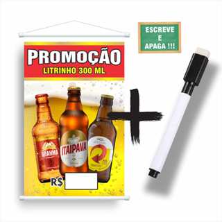 Banner bebidas Cerveja escreve e apaga + caneta em Oferta na Shopee