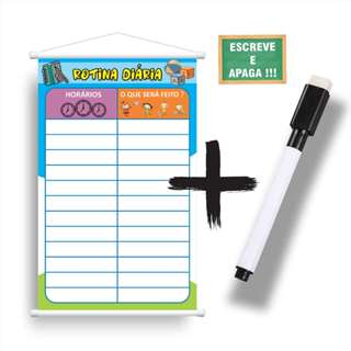 Banner pedagógico rotina diária - escreve e apaga + caneta em Oferta na Shopee