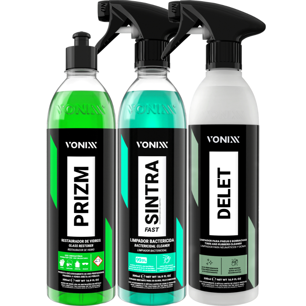 Limpador Sintra Fast e Renovador de Vidros Prizm Delet Limpa Pneus Vonixx em Oferta na Shopee