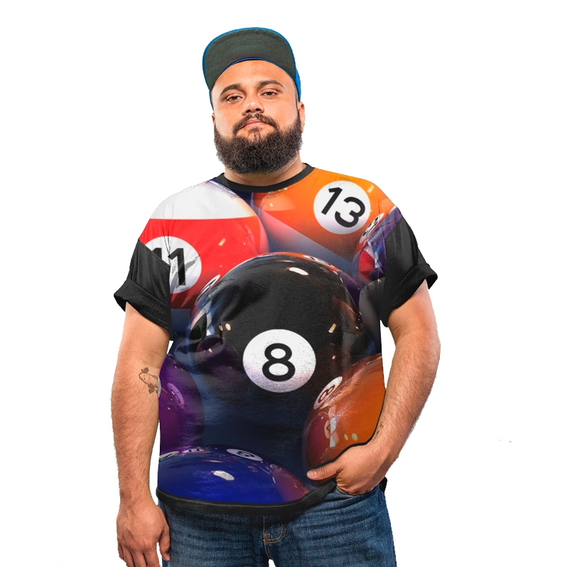Camiseta Plus Size Bola Oito Snooker Ball Sinuca Bilhar For Men Moda