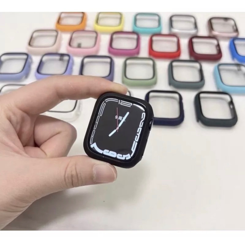 Capa case Bumper capinha C/ Vidro Película 3D Temperado Apple Watch iwo Smart Watch 38mm / 40mm / 41mm / 42mm / 44mm / 45mm
