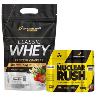 Classic Whey Protein Isolado Concentrado Hidrolisado 900g + Pré Treino Nuclear Rush 100g Bodyaction