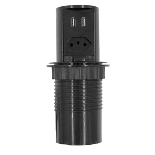 Mini Torre Tomada Embutir Bancada Mesa Movel 1 Elétrica 20a + USB Totem Preto Branco Cinza Marrom