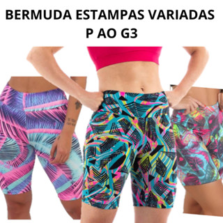 Bermuda Short Ciclista Feminino Academia Estampada P ao G3