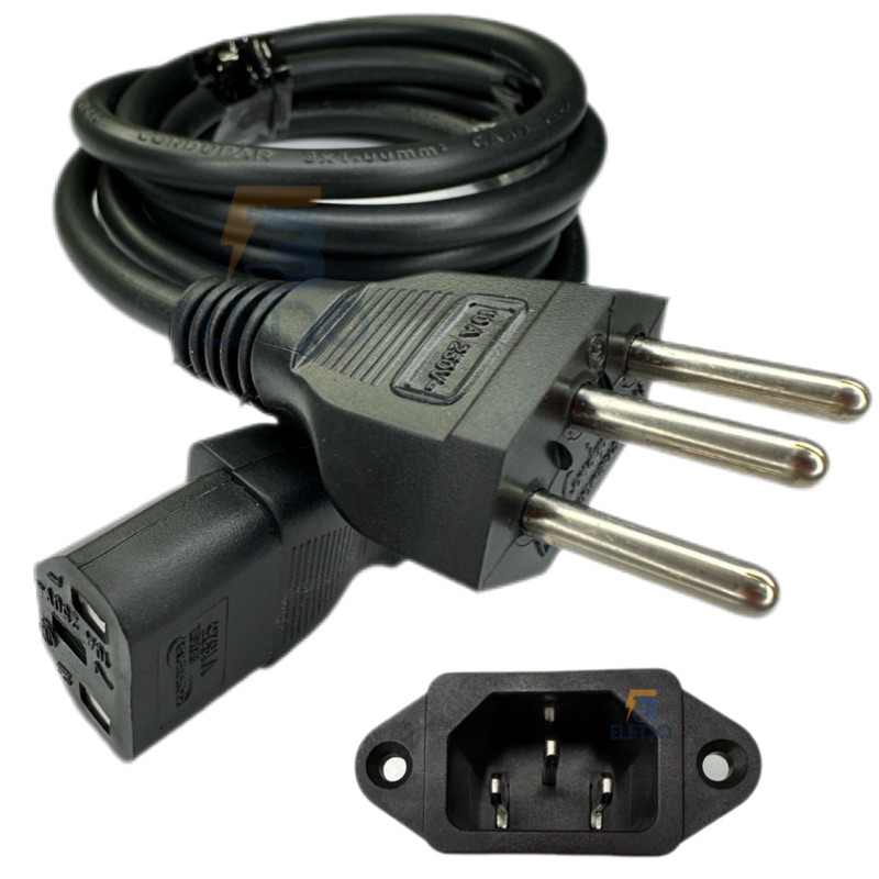 Conector Tomada + Cabo de Força Reforçado Tripolar Panelas Elétricas de Arroz e Pressão Britania