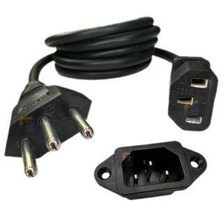 Conector 3 Pinos C14 + Cabo de Força 1,5mt Reforçado Panela Elétrica de Arroz, Pressão e Air Fryers