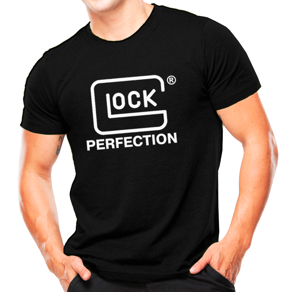 Camiseta Militar Estampada Glock Perfection Preta Estampa Branca - Atack