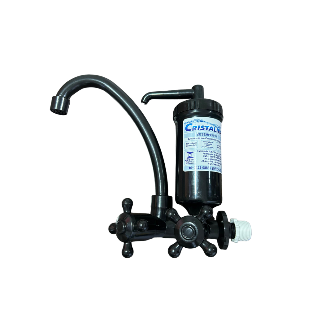 Torneira C/ Filtro Cristalina Reduz O Cloro Parede Preta em Oferta na Shopee