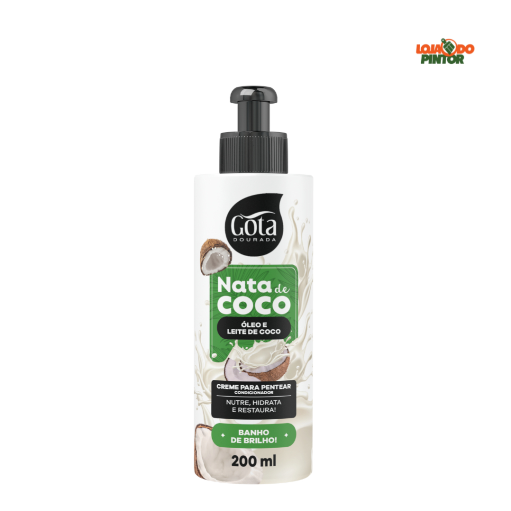 Creme de Pentear Nata de Coco 200ml Nutre Hidrata Restaura Gota Dourada - Beauty