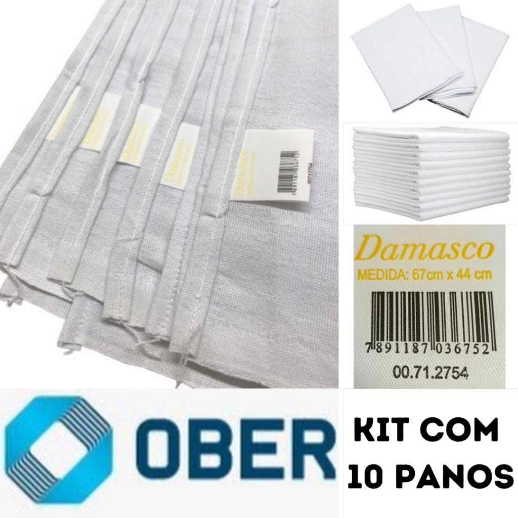 Kit 10 Pano De Prato Liso Damasco Com Bainha - Ober em Oferta na Shopee