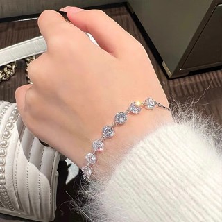 Moda Ajustável Prata Strass Pulseira Feminina Pulseira Com Pedras De Zircônia Austríaca Tamanho Ajustável Acessórios De Jóias Femininas Para Mulheres Pulseira De Diamante