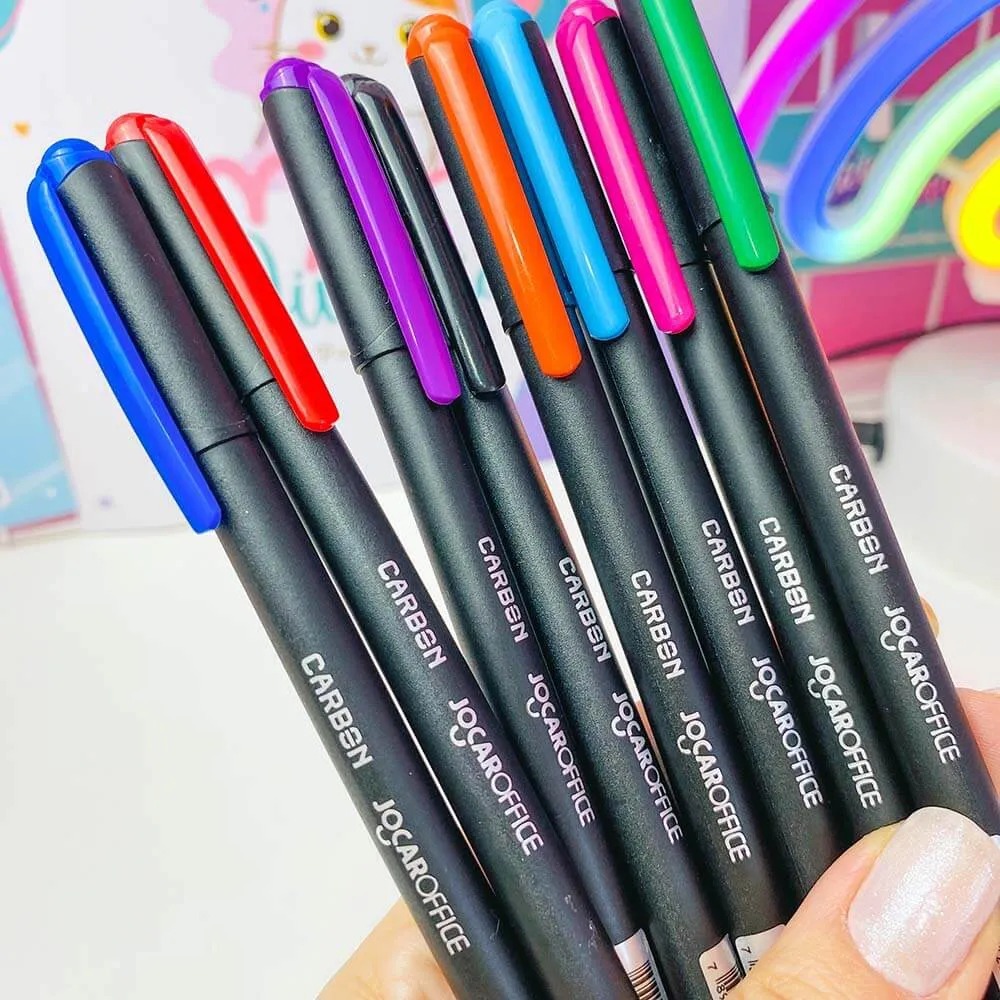 Kit Caneta Jocar Office Carbon Colorida Ponta Fina 0.7mm em Oferta na Shopee