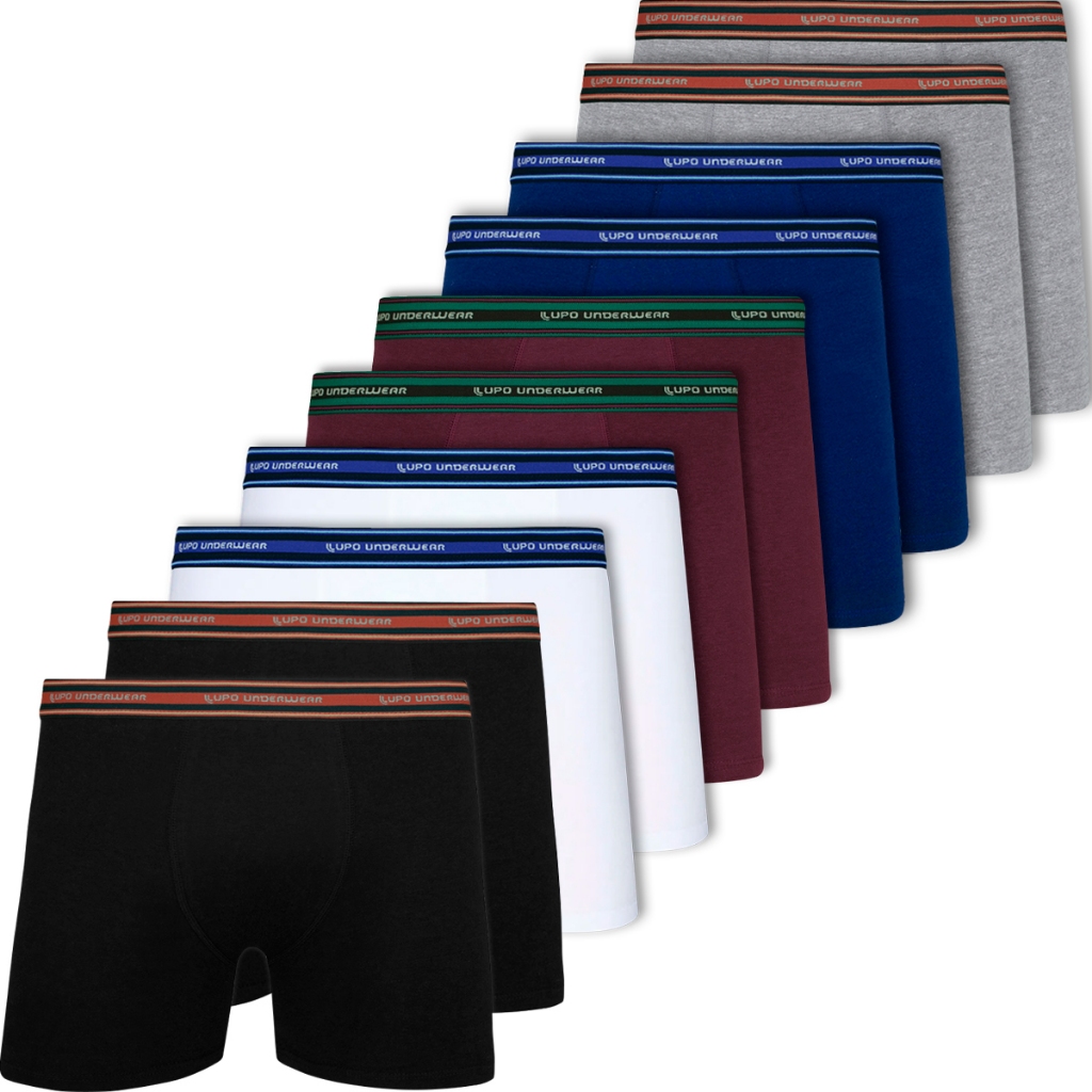 Kit 10 Cuecas Lupo Original Boxer Algodão Respirável Masculino Box Cotton Cueca Adulto Confortável
