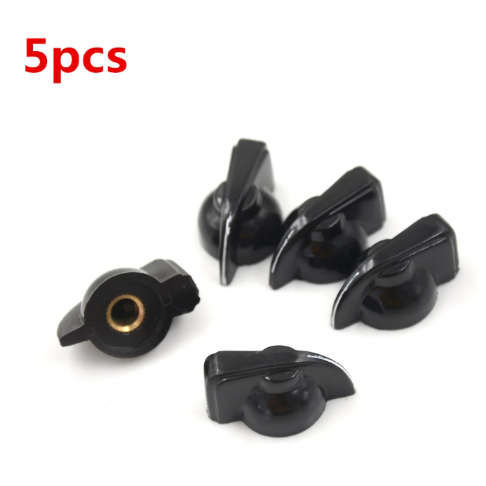 Knob Chicken Head - Kit com 5 Unidades - Encaixe Estriado - Preto - Para Pedal, Amplificador e Outros - Melhor Modelo