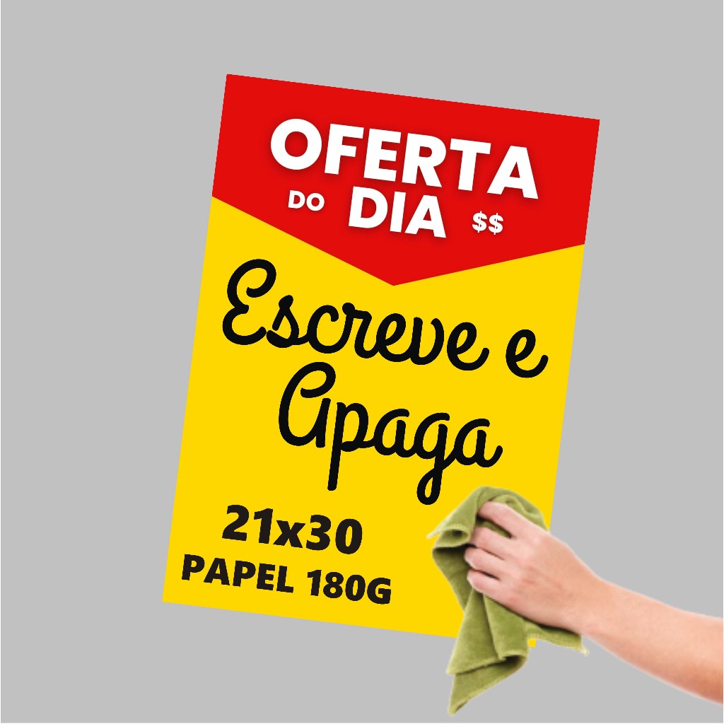 6 Cartaz de OFERTA Plastificado - REUTILIZÁVEL - Pode Apagar Supermercados, Açougues, Drogarias e Comércios
