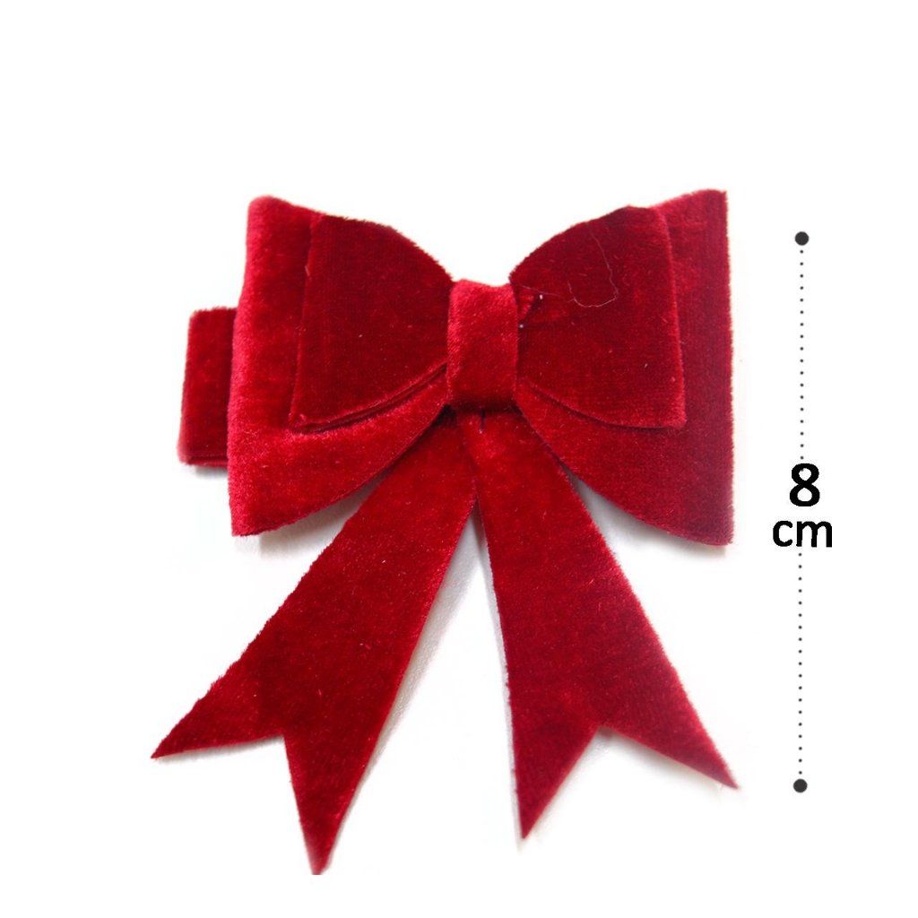 Laço 08cm Veludo Vermelho Natal Decoração Enfeite `Pendente Natalino