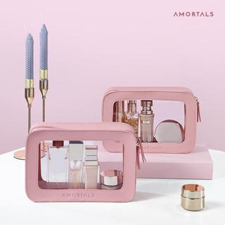 Necessarie bolsa rosa transparente estilosa Portátil Viagem Cosméticos
