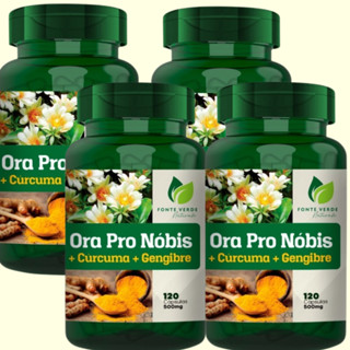 KIT 04 Ora Pro Nóbis + Cúrcuma + Gengibre 500MG 120 Capsulas