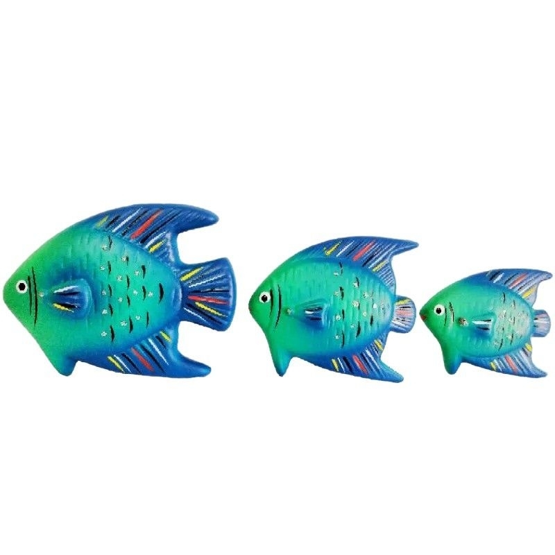 Trio De Peixes  Cerâmica Decoração De Parede Jardim