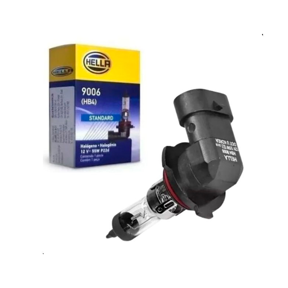Lâmpada Automotiva HELLA Halógena 9006 HB4 55W P22d 9006 em Oferta na Shopee