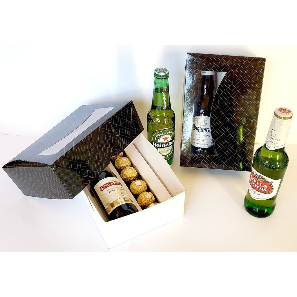 Caixa para longneck, mini vinho, champagne  e docinhos - Natal e Ano Novo - 25 unidades