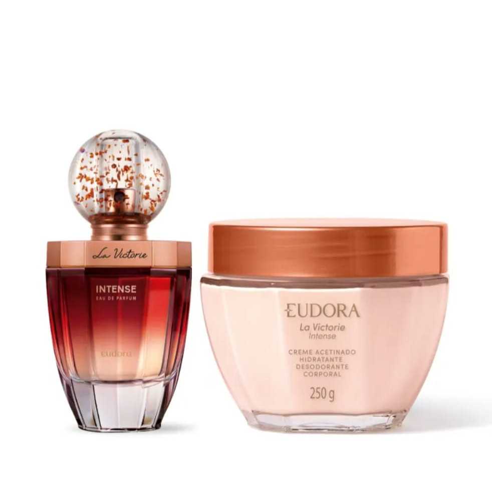 Kit Eudora  La Victorie Intense  Eau de Parfum   Creme Acetinado em Oferta na Shopee