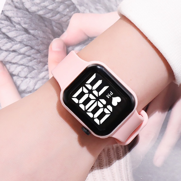 Relógio De Pulso Feminino Digital Eletrônico Led quadrado à prova d'água Unissex em Oferta na Shopee