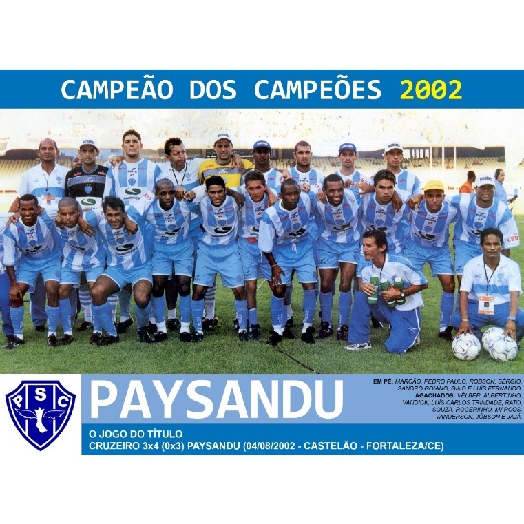 QUADRO HISTÓRICO 20x30 C/ MOLDURA: PAYSANDU CAMPEÃO DOS CAMPEÕES - 2002 / NOVO OKm / PRONTA ENTREGA.