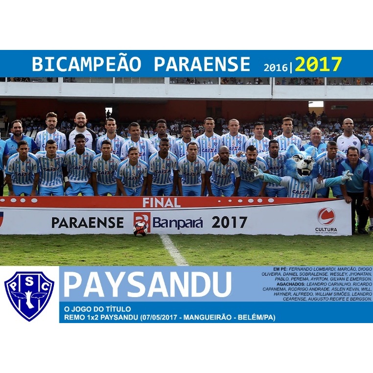 QUADRO HISTÓRICO 20x30 C/ MOLDURA: PAYSANDU BÍ CAMPEÃO PARAENSE - 2017 / NOVO OKm / PRONTA ENTREGA.