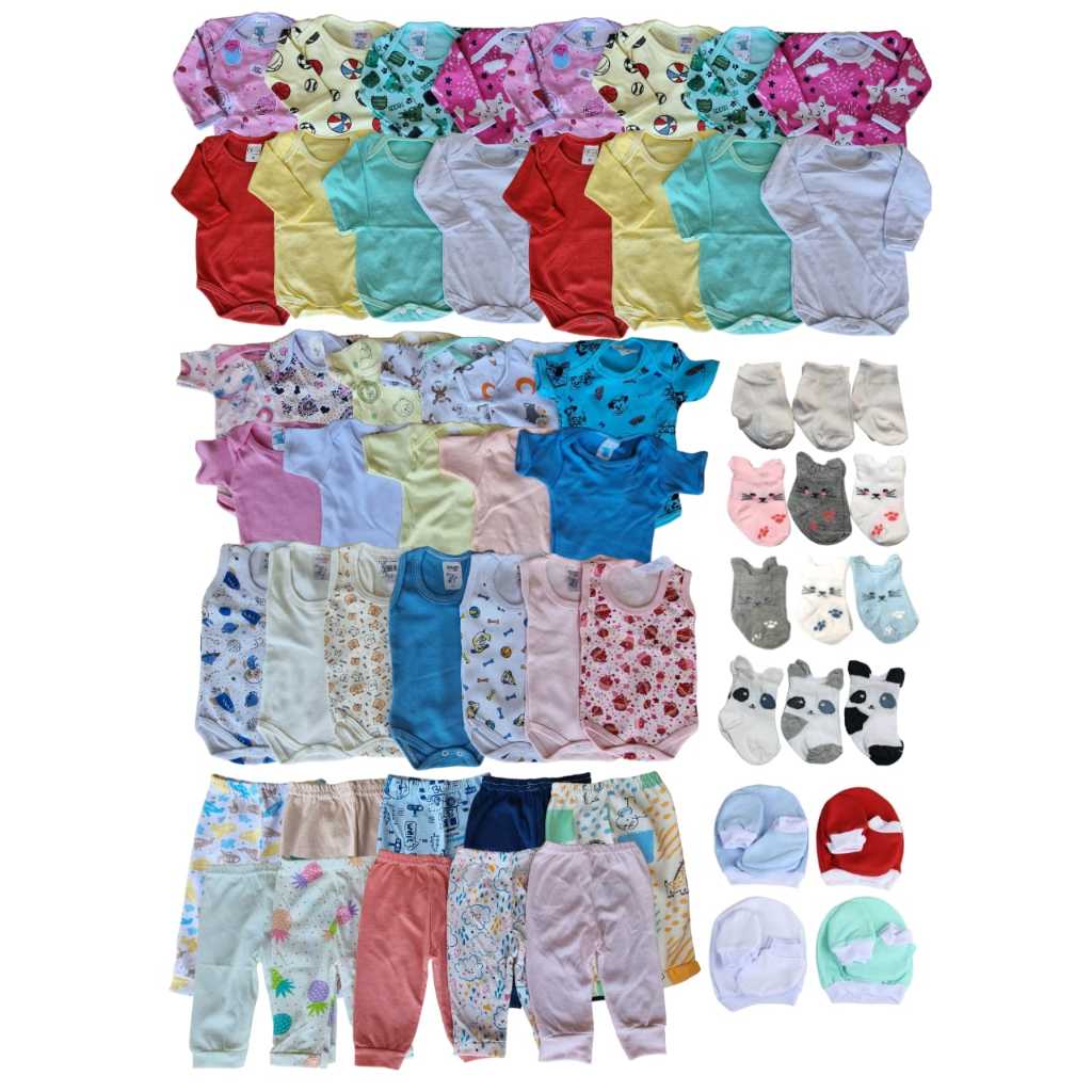 Kit enxoval bebê algodão 32 peças em algodão Antialérgico em Oferta na Shopee