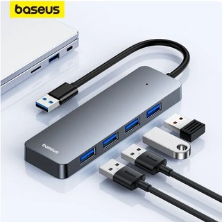 Baseus Adaptador ABS Multi Splitter, Hub USB, 4 Portas, Acessórios Laptop, Xiaomi, Lenovo, Macbook, PC, Computador