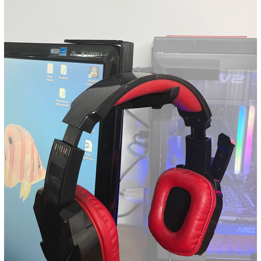 Suporte Headset Headphone para Monitor, Gabinete, Mesa Computador